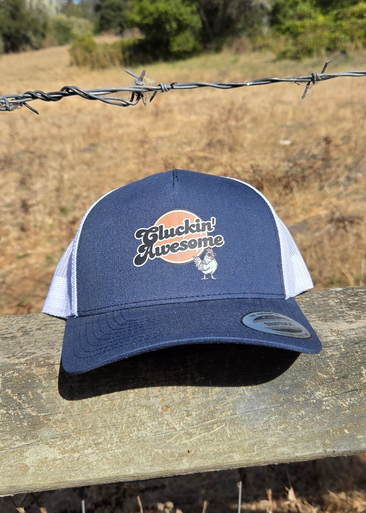 Cluckin' Awesome Logo- Navy Blue Trucker Hat