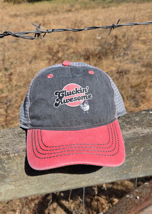 Cluckin' Awesome Logo- Dusty Rose Trucker Hat
